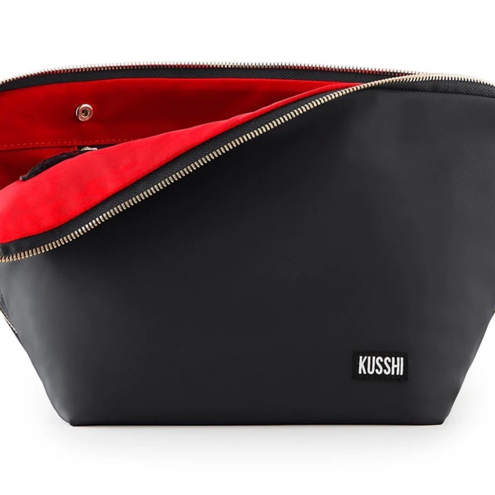 Kusshi Black and Red Makeup Bag with Add On Brush Organizer